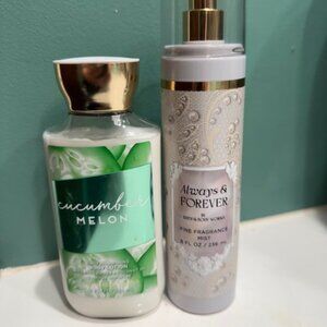 Bath & Body Works Bundle – Always & Forever Mist + Cucumber Melon Lotion – New